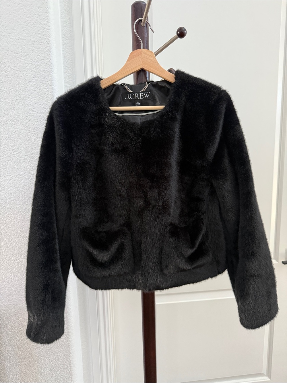 J. Crew Black Faux-Fur Lady Jacket